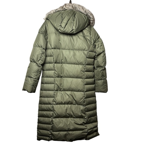 Eddie Bauer Lodge Down Duffle Coat Olive Green Hood Long Puffer SZ M Winter - Picture 9 of 15